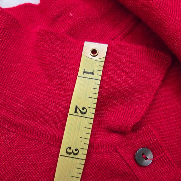 Neiman Marcus Exclusive Sweater Size L Merino Wool Red Quarter Button Pullover - Picture 8 of 12